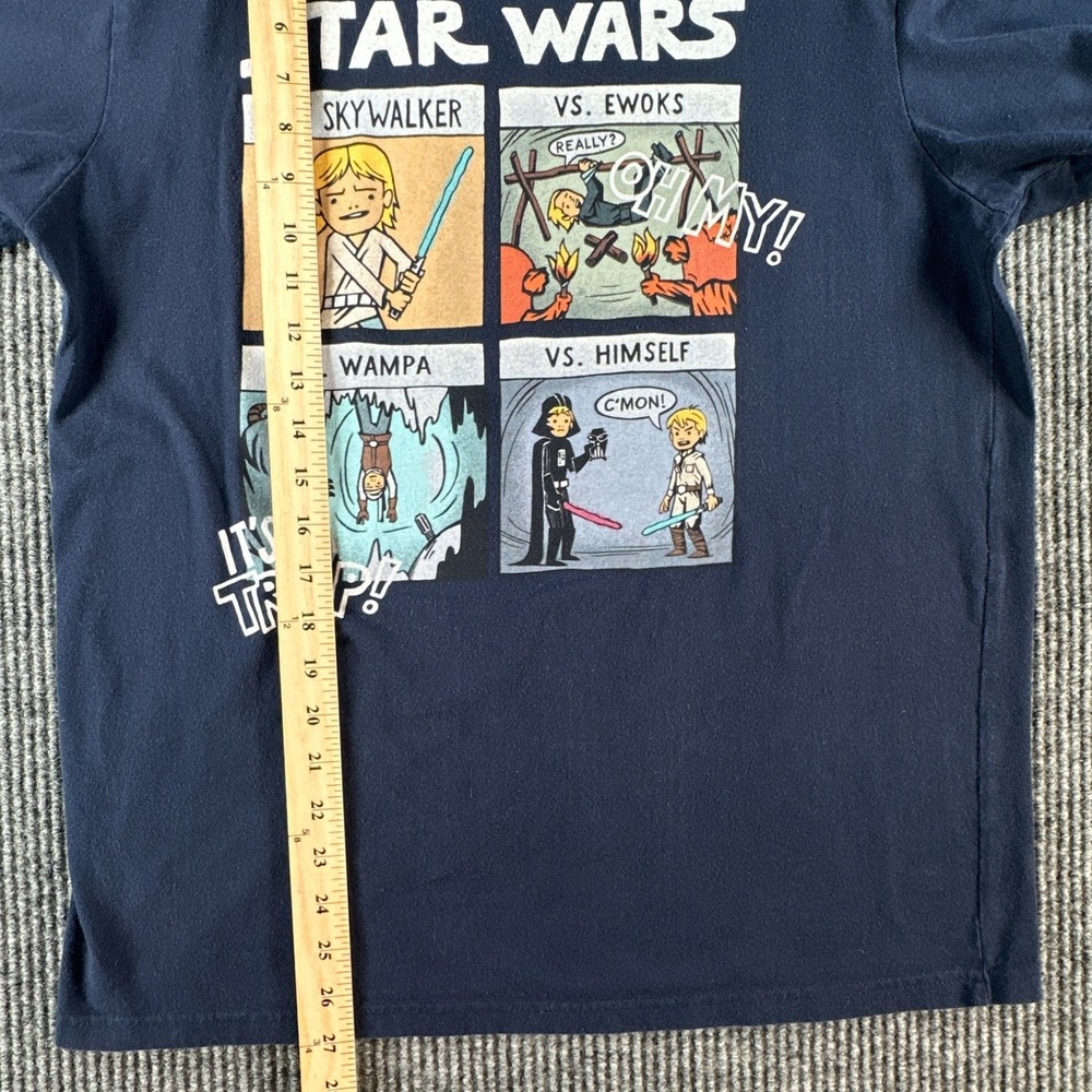 Star Wars Kids Navy Blue Comic Graphic T-Shirt Luke Skywalker C-Life Large - Picture 2 of 8